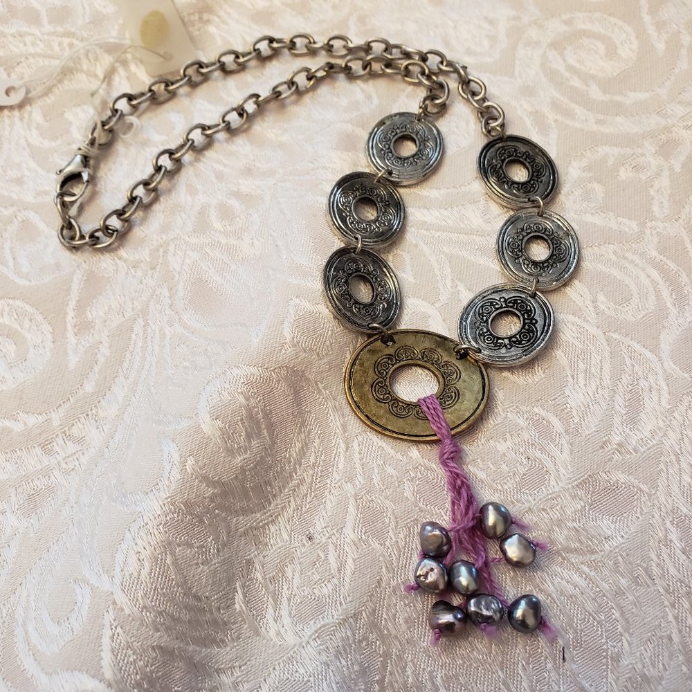 Antique ancient Mayan style coin necklace